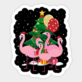 Flamingo Christmas Tree Sticker